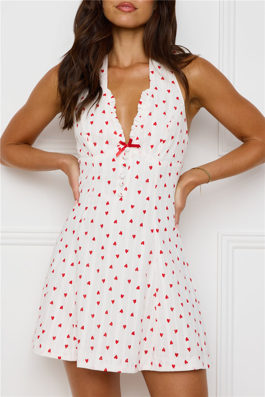 Softly Sparkling Halter Mini Dress White
