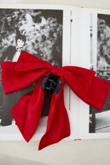 Matte Satin Bow Claw Clip Red