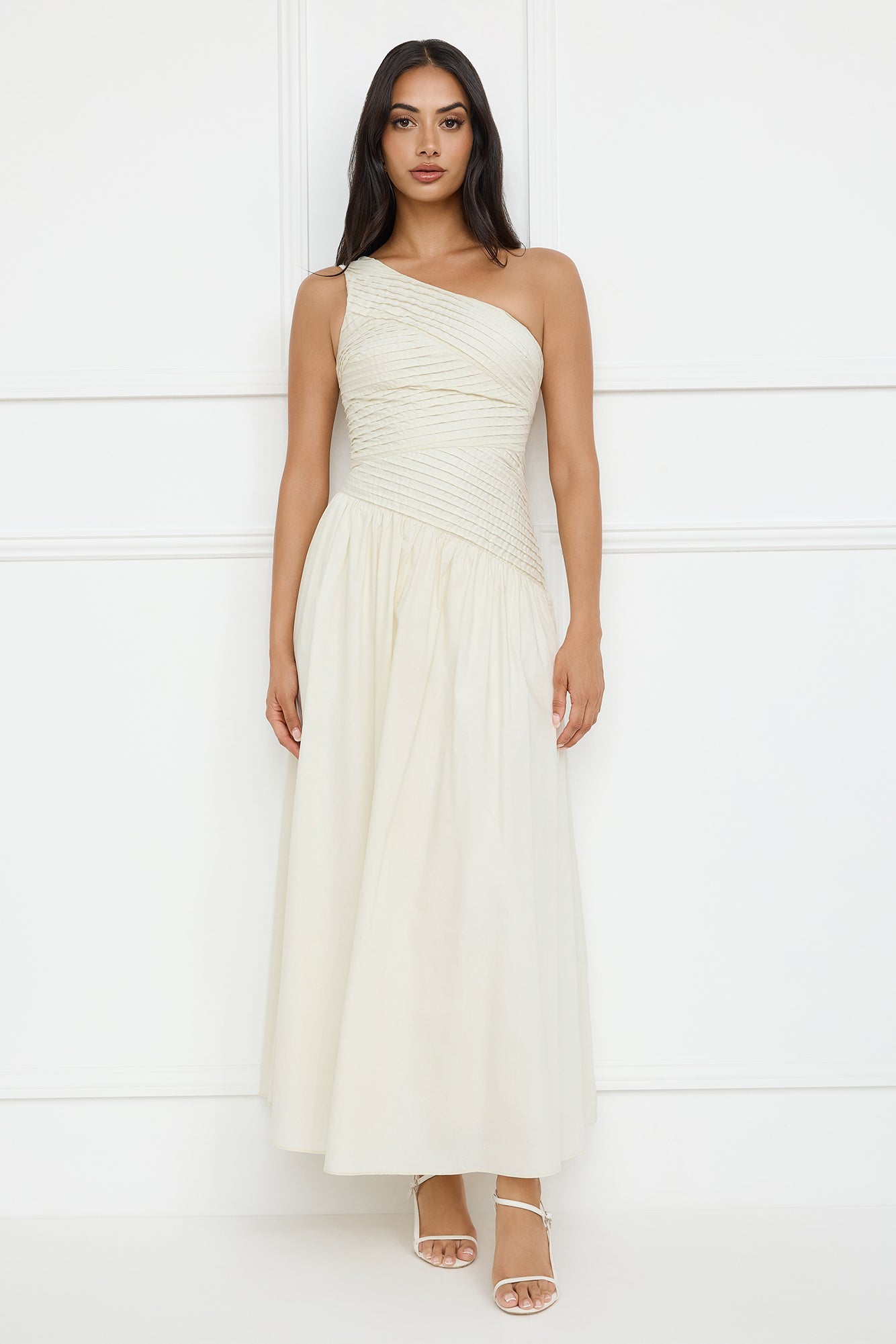Seashell Moments One Shoulder Maxi Dress Beige