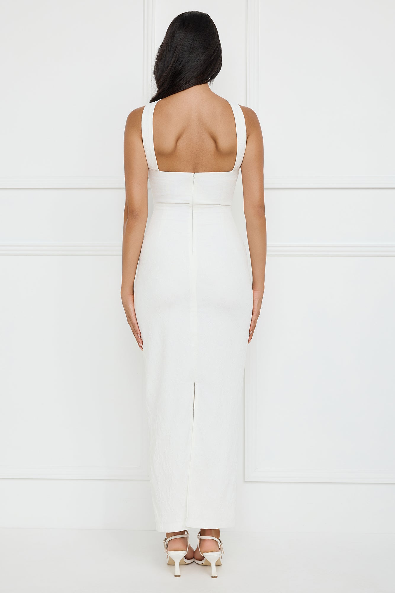Stylish Fusion Halter Maxi Dress White