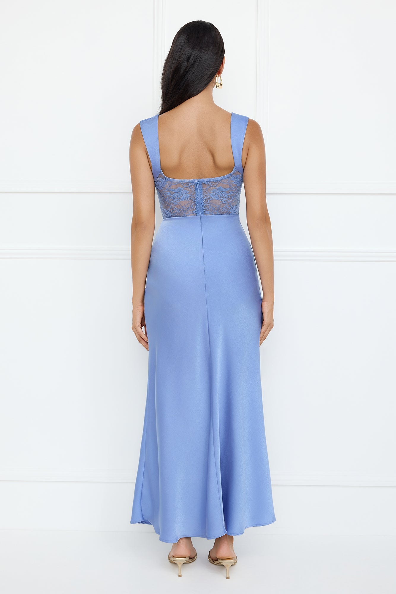 Permission To Party Satin Maxi Dress Blue
