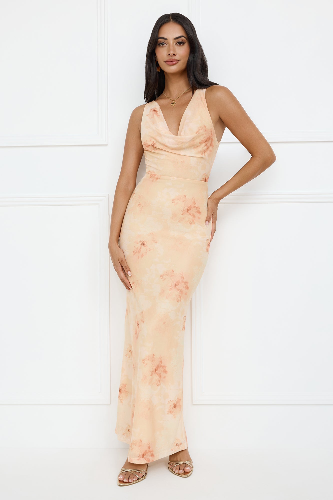 Citrus Sizzle Mesh Maxi Dress Orange