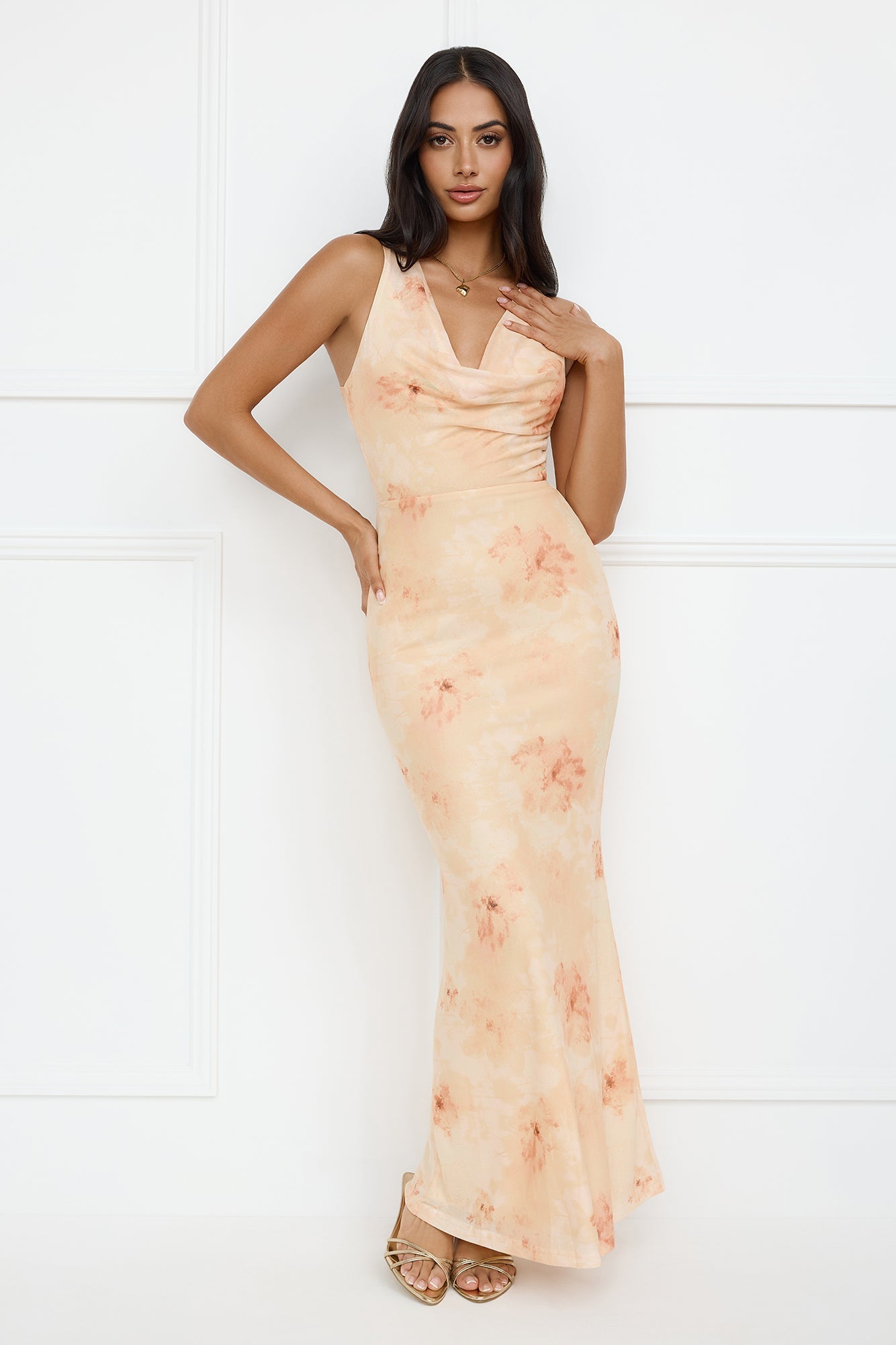 Citrus Sizzle Mesh Maxi Dress Orange