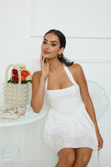 Pretty Glam Halter Mini Dress White