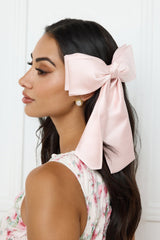 Satin Bow Hair Clip Pink