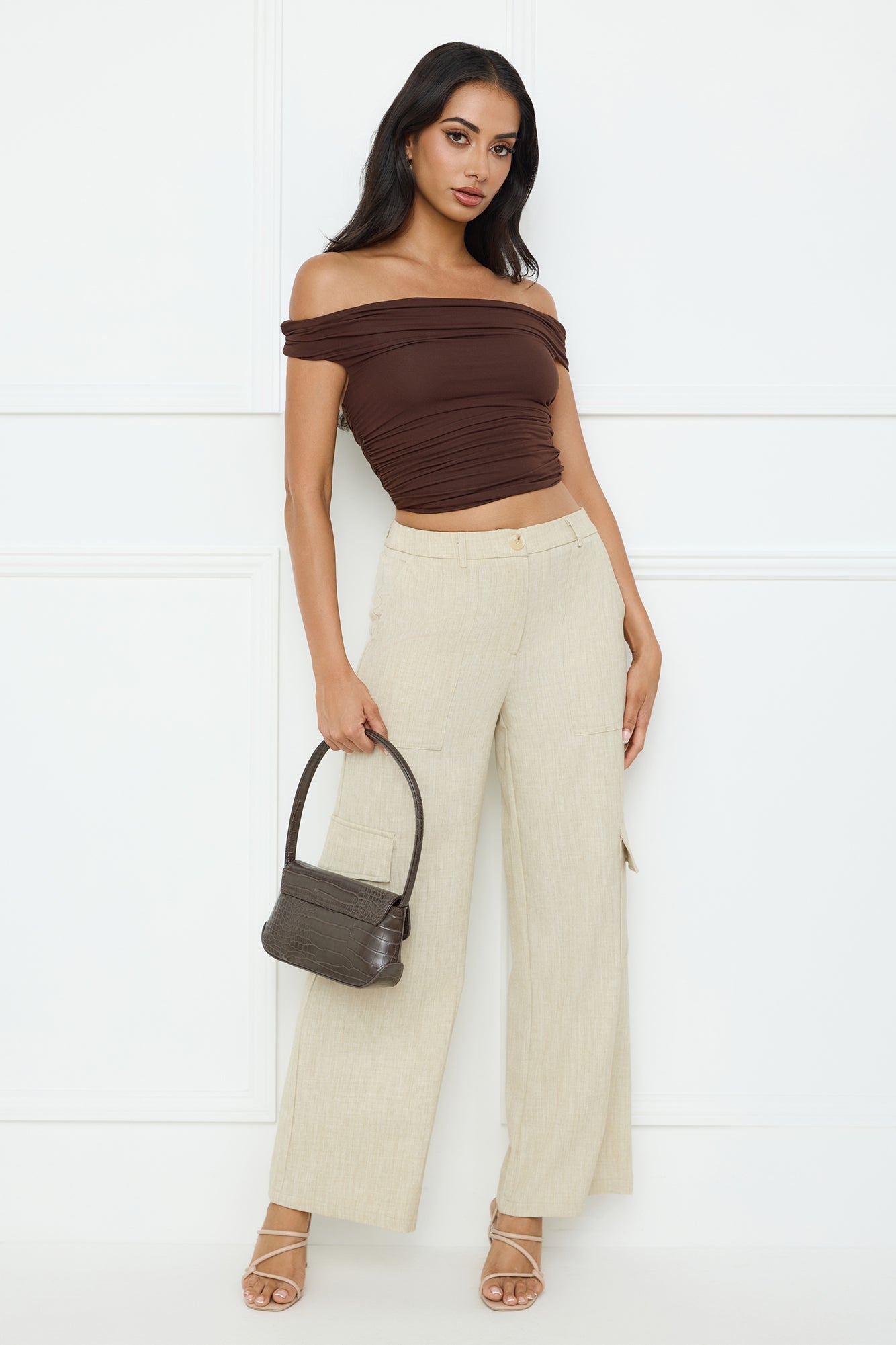 New Style Off Shoulder Top Chocolate