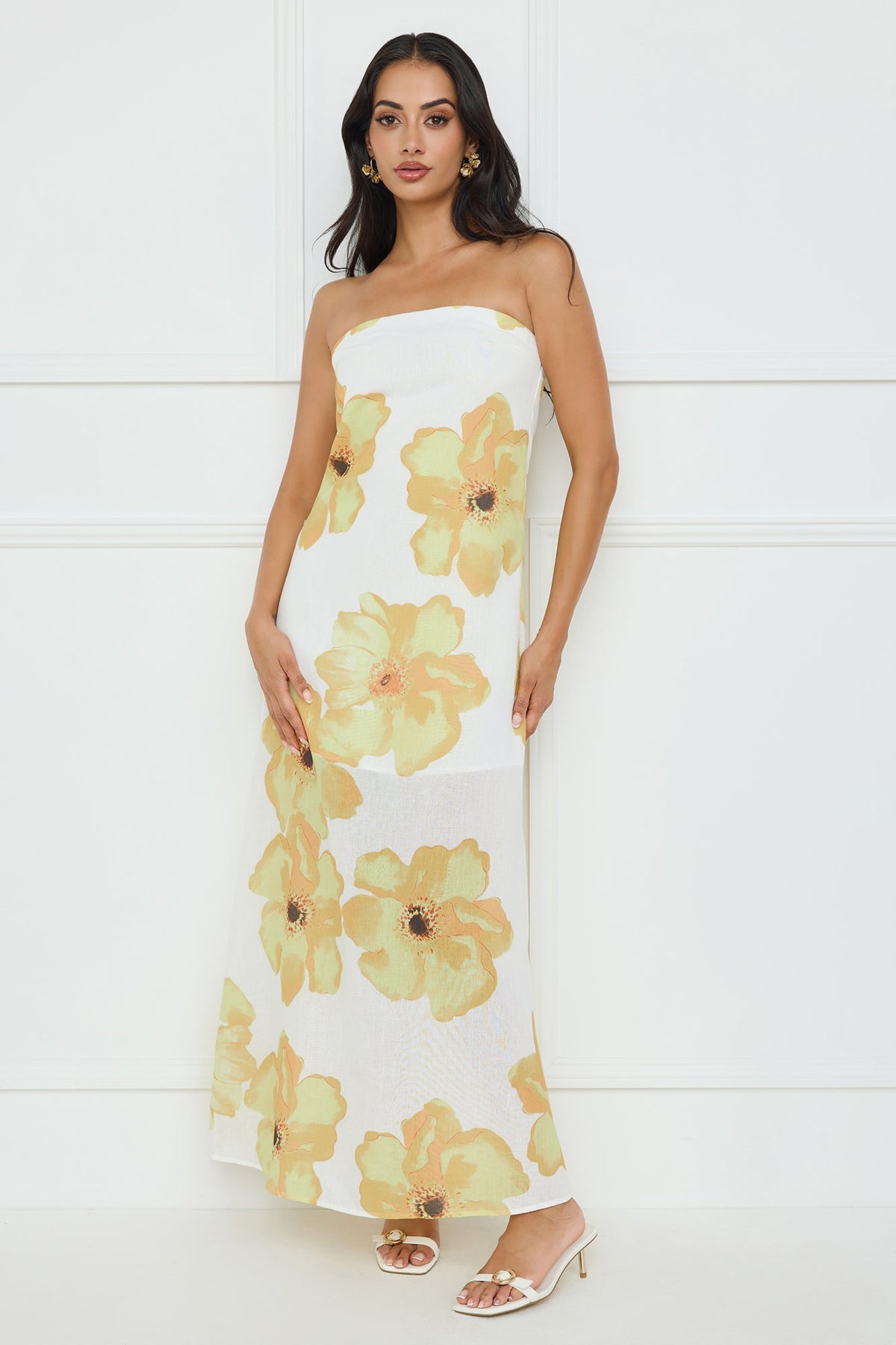 Sunlight’s Embrace Strapless Maxi Dress Yellow