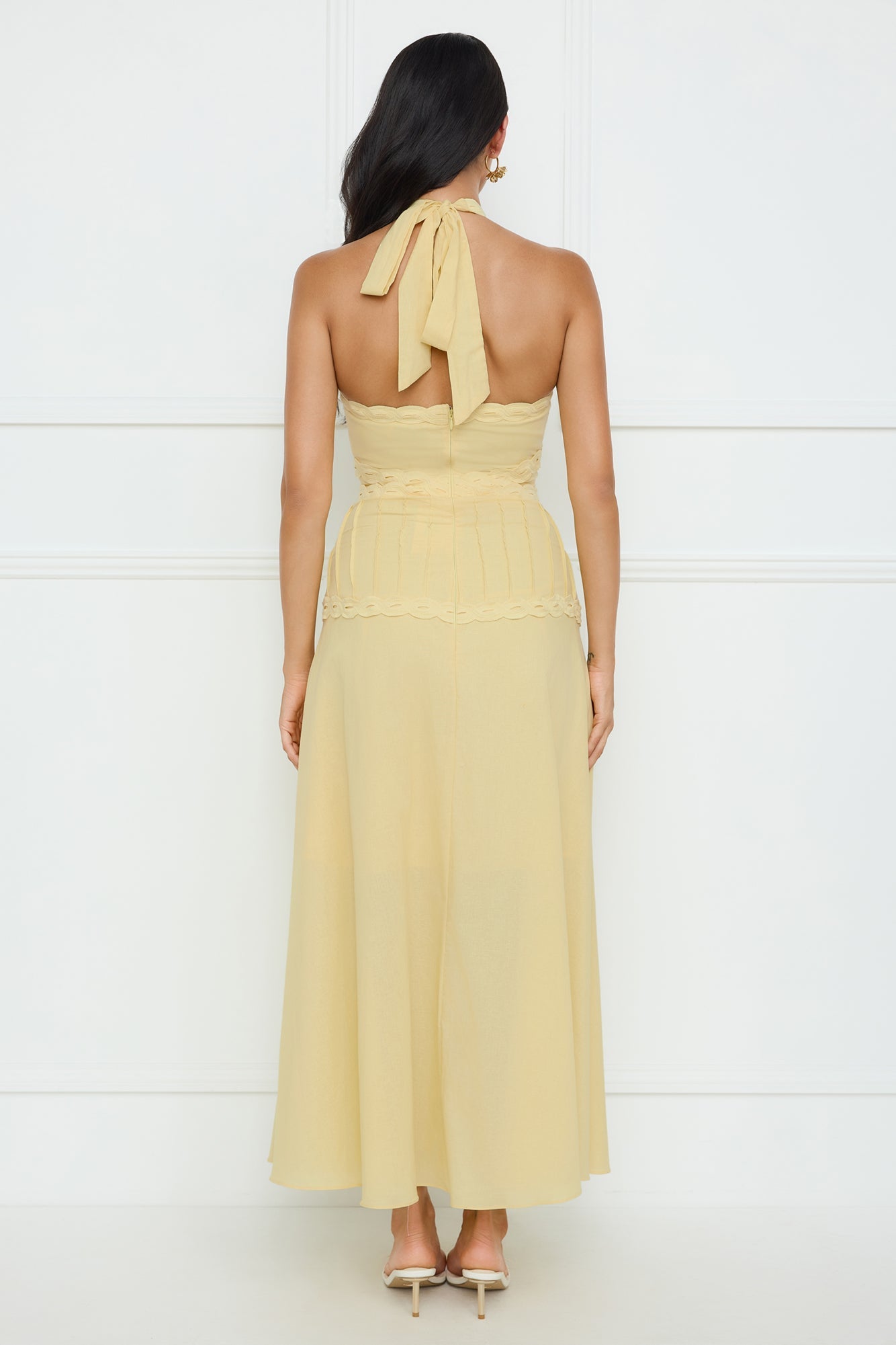 Tropical Honey Halter Maxi Dress Yellow
