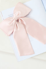 Satin Bow Hair Clip Pink