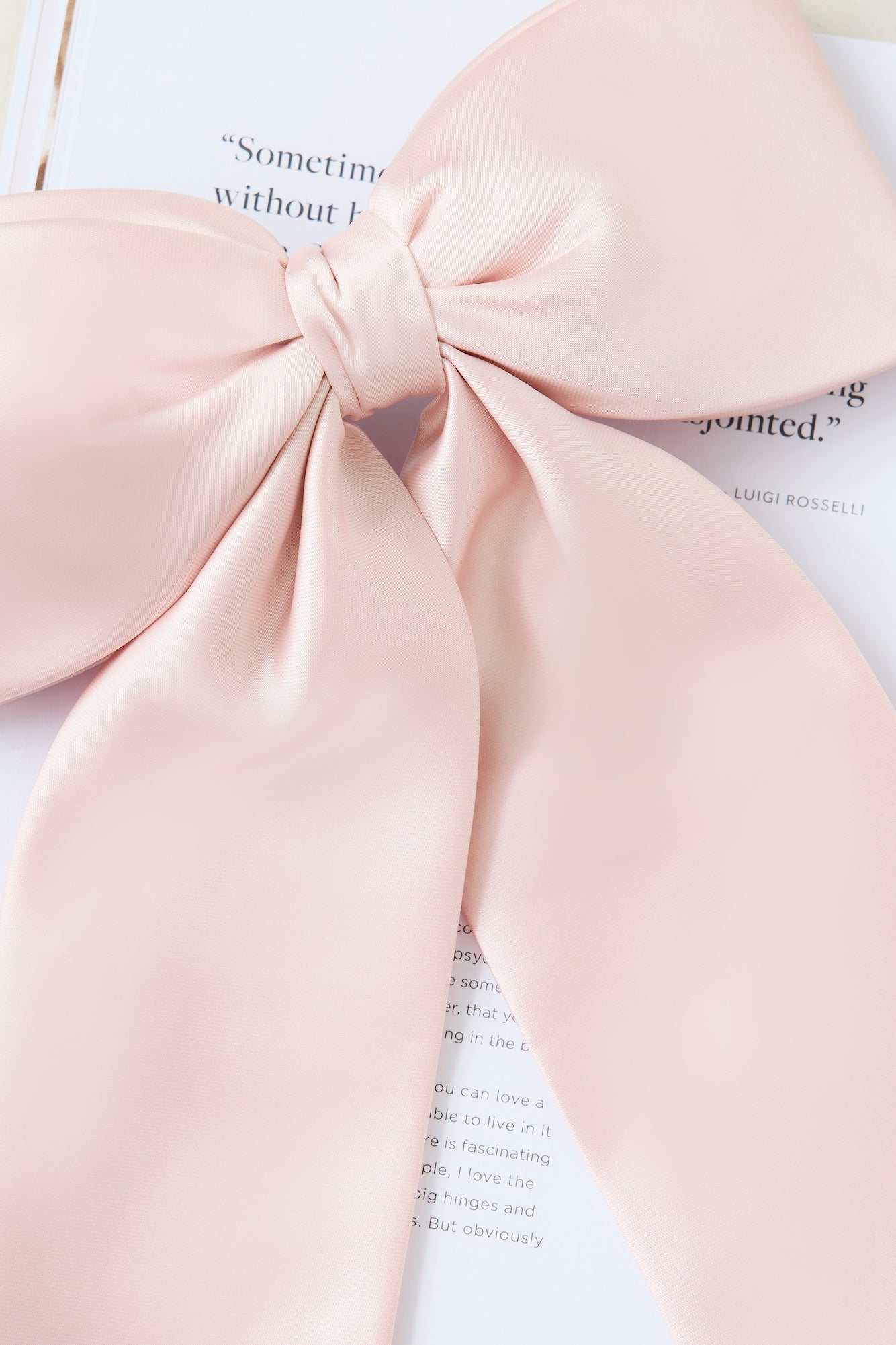 Satin Bow Hair Clip Pink