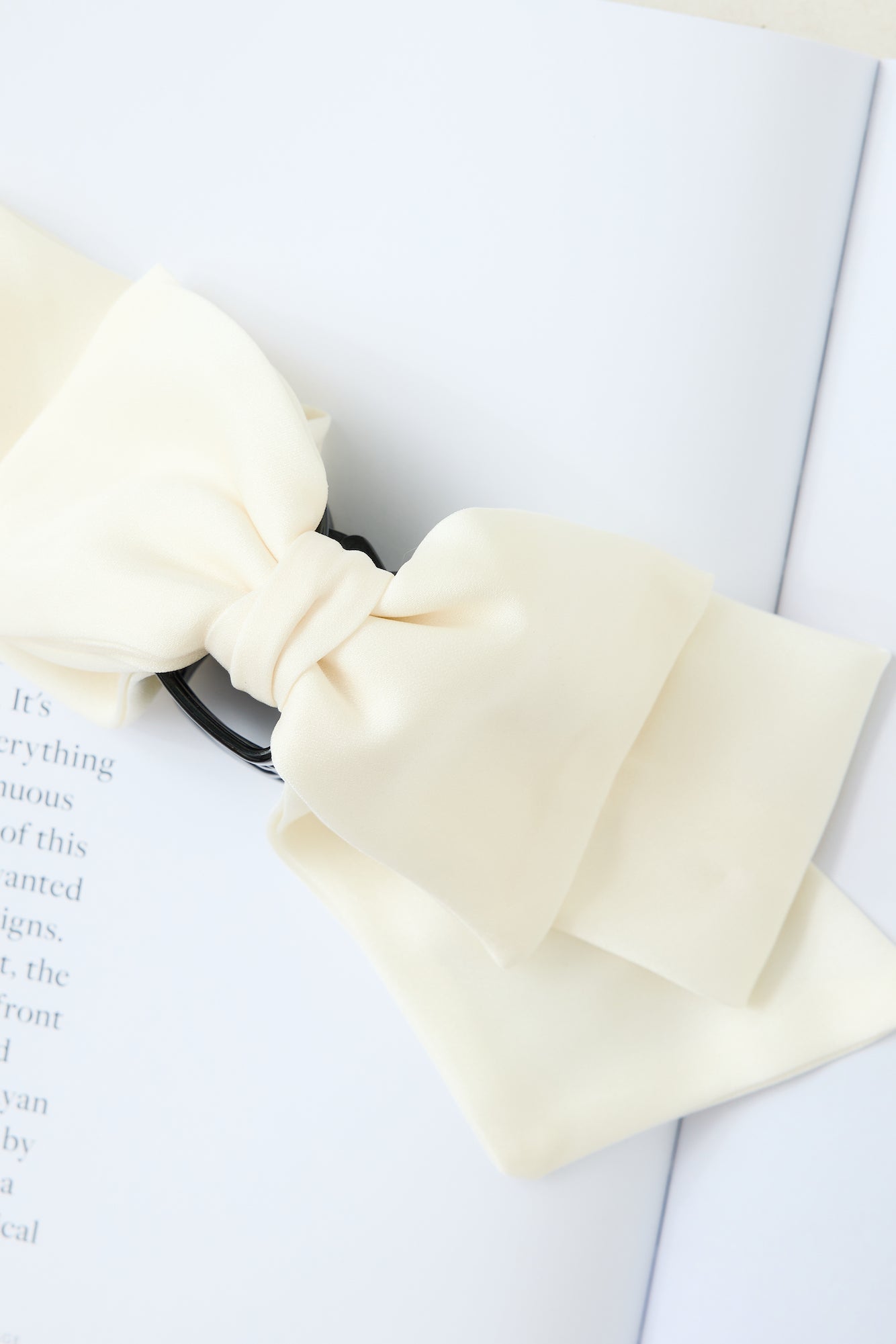Matte Satin Bow Claw Clip Cream