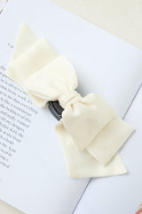Matte Satin Bow Claw Clip Cream