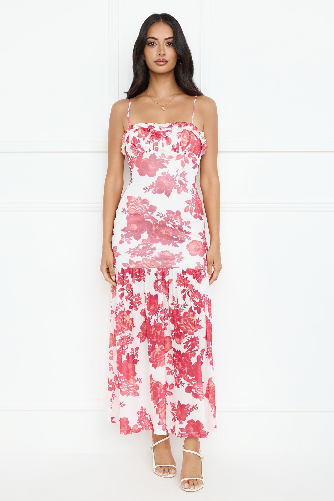 Pink Lotus Mesh Maxi Dress Pink