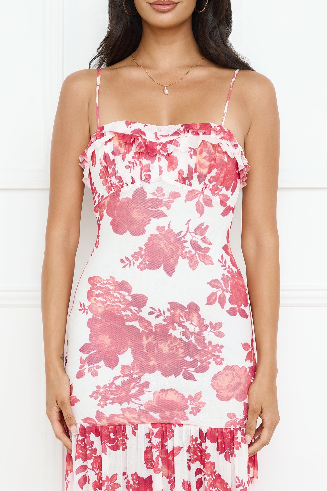 Pink Lotus Mesh Maxi Dress Pink