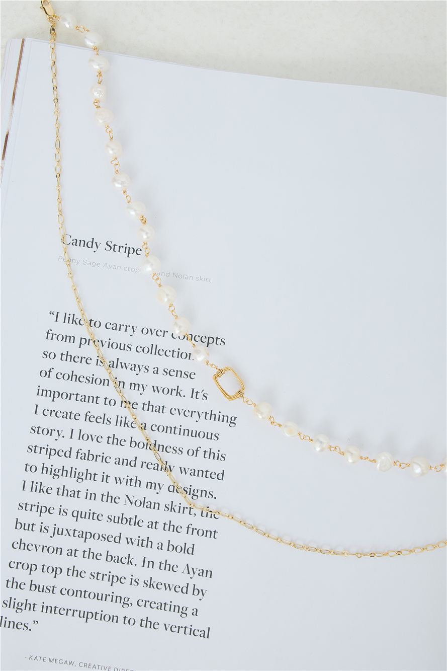 Washed Up Freshwater Pearl Necklace Gold