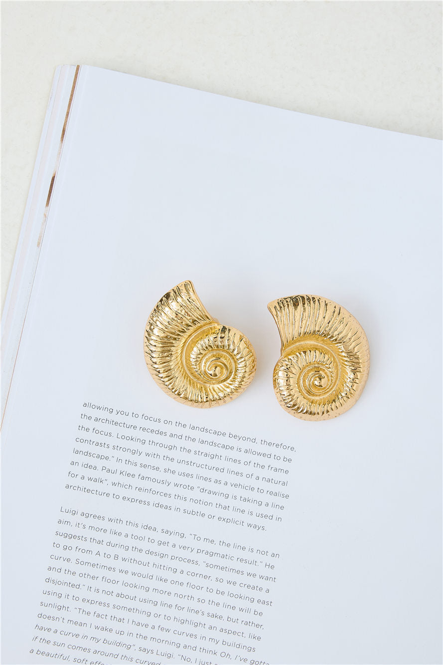 Spiral Seashell Earrings Gold