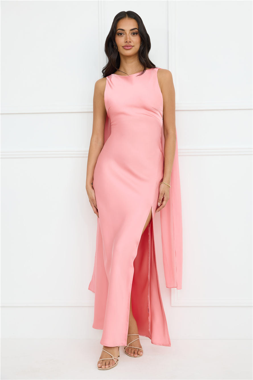 Love Decadence Satin Maxi Dress Pink