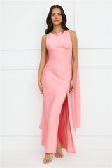 Love Decadence Satin Maxi Dress Pink