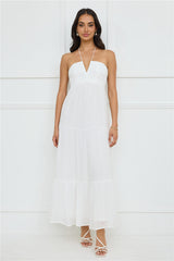 Sunshine Escape Halter Maxi Dress White