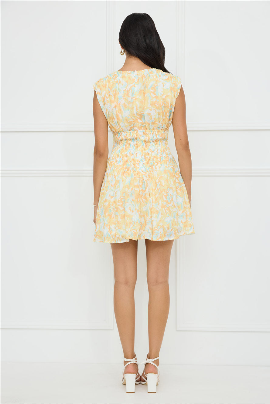 Tropical Haze Mini Dress Yellow