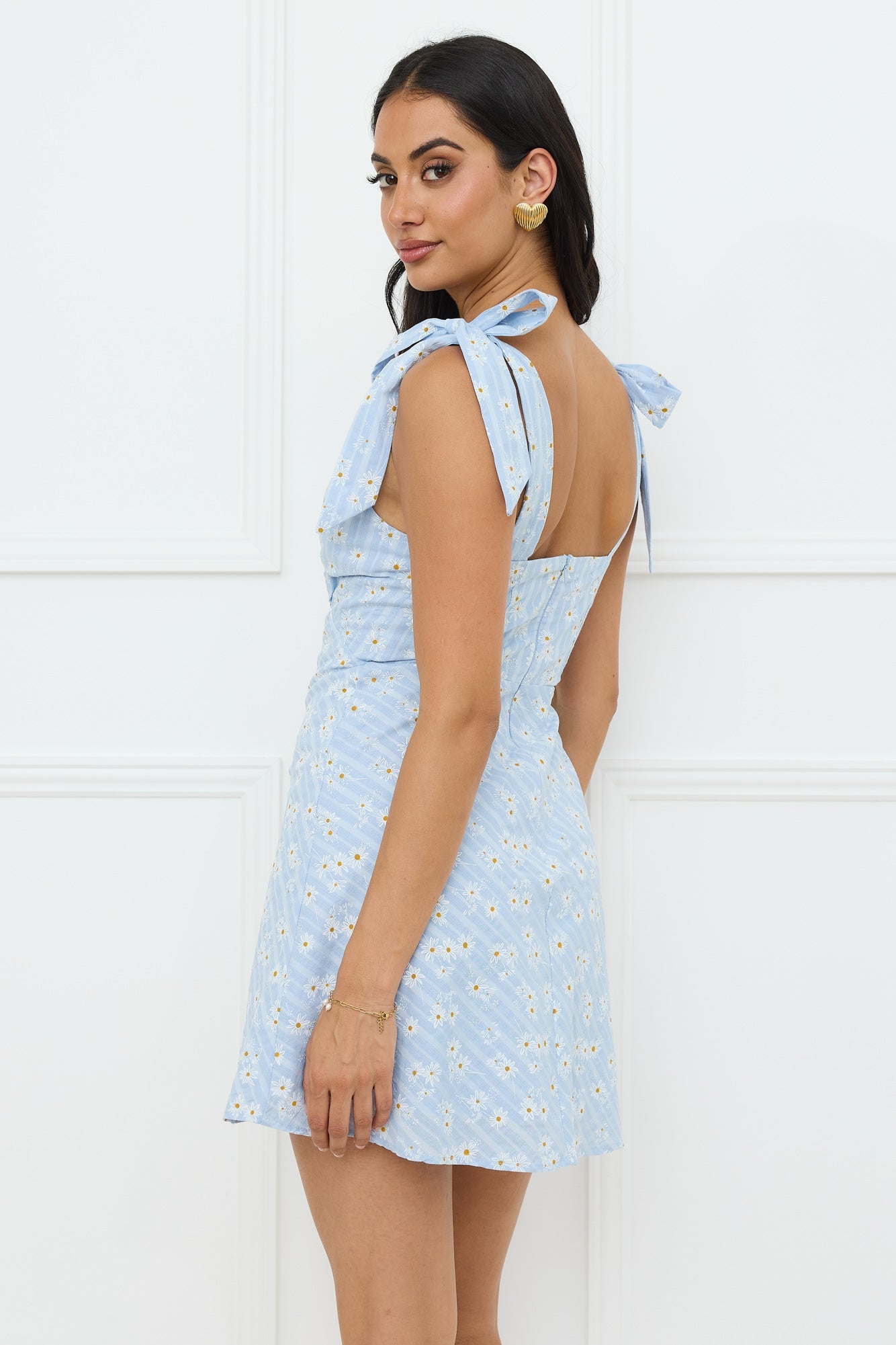 Painted Daisy Mini Dress Blue