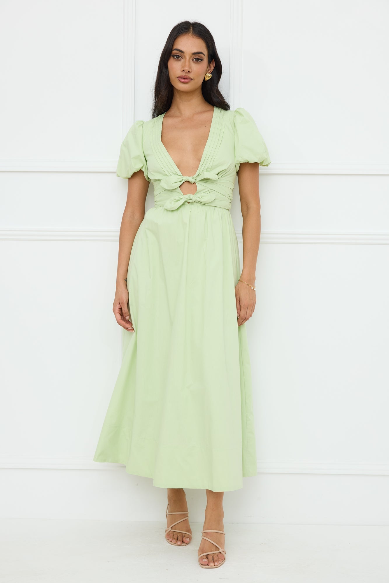 Peach Fizz Maxi Dress Green