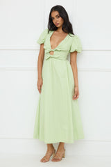 Peach Fizz Maxi Dress Green