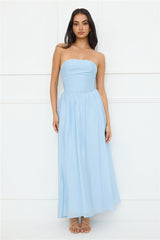 Luxurious Glow Strapless Maxi Dress Blue