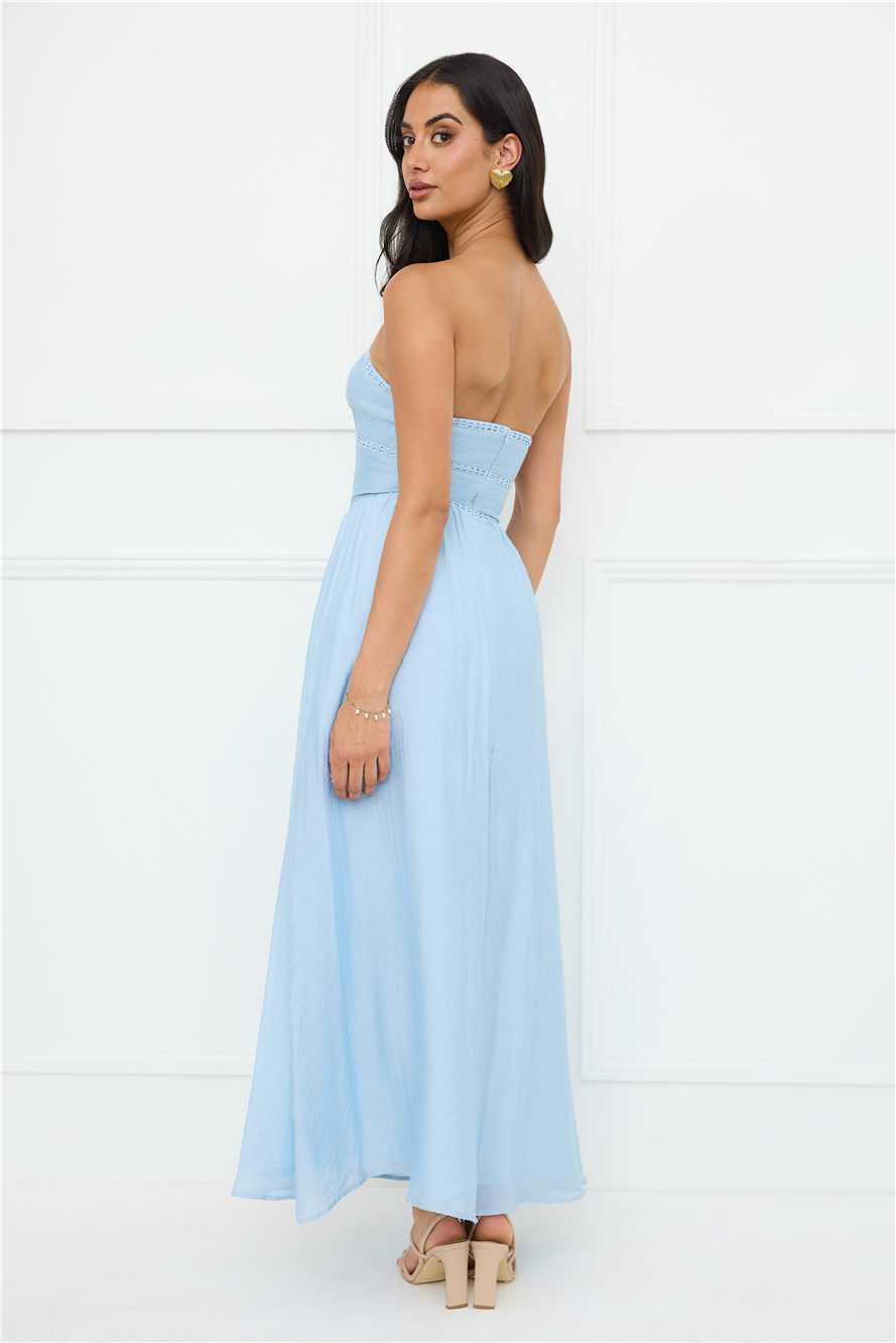 Luxurious Glow Strapless Maxi Dress Blue