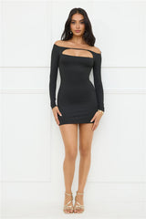 Maddy Off Shoulder Mini Dress Black