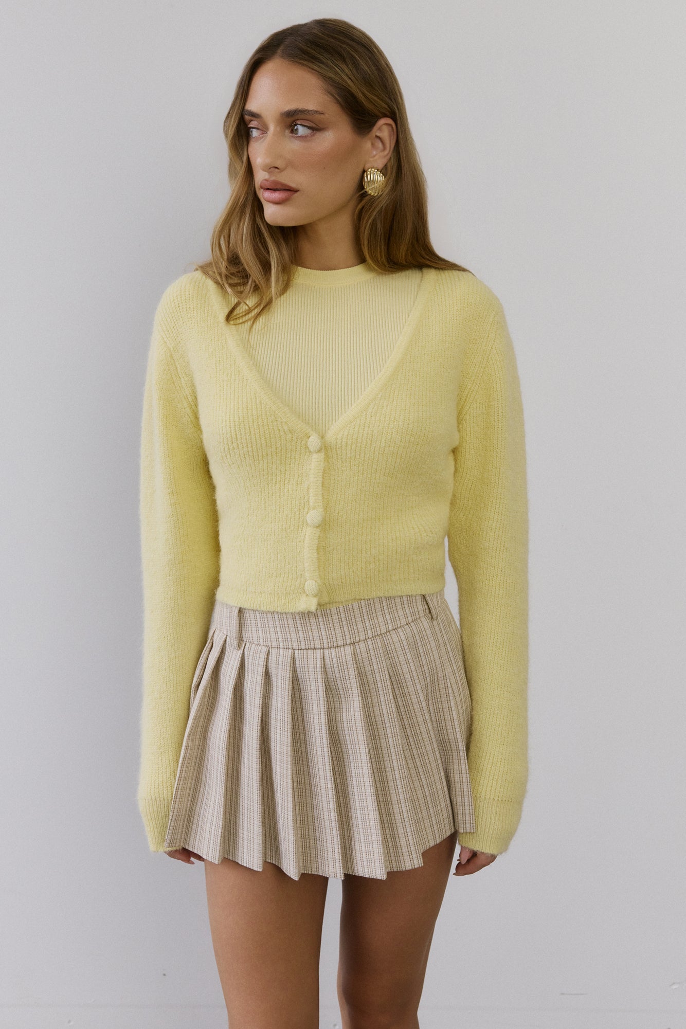 Soft Feel Fluffy Cardigan Yellow