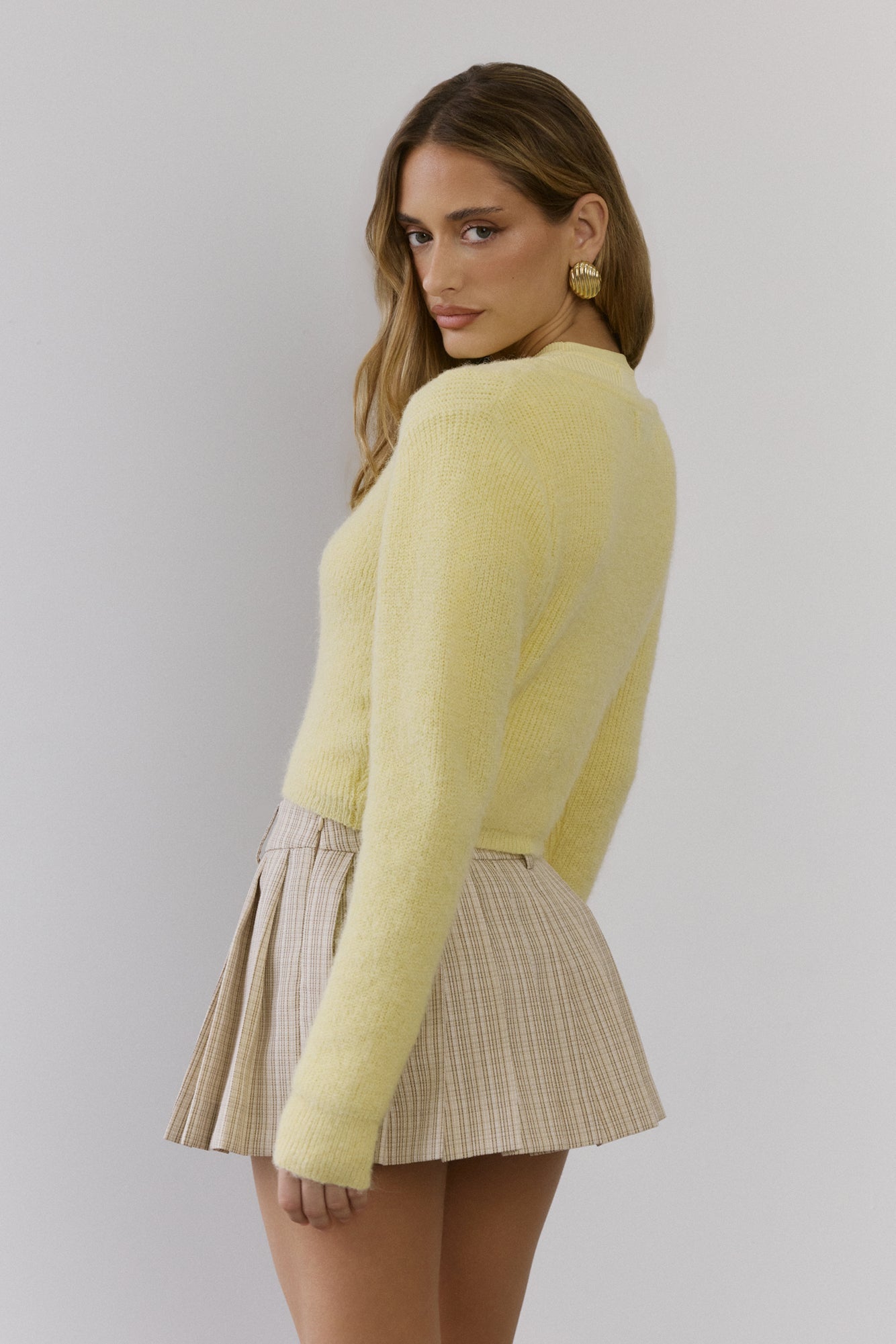 Soft Feel Fluffy Cardigan Yellow