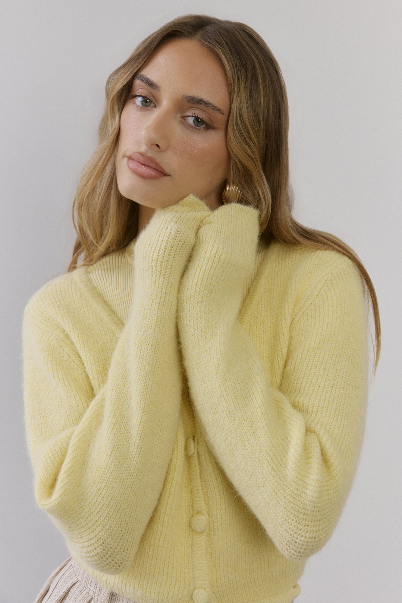 Soft Feel Fluffy Cardigan Yellow