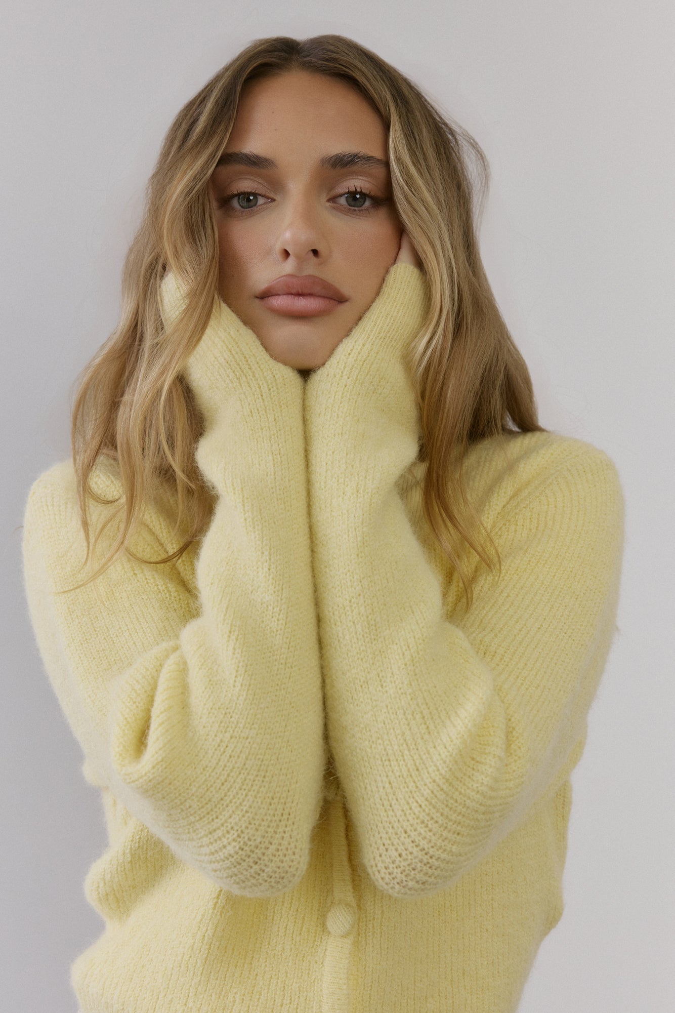 Soft Feel Fluffy Cardigan Yellow