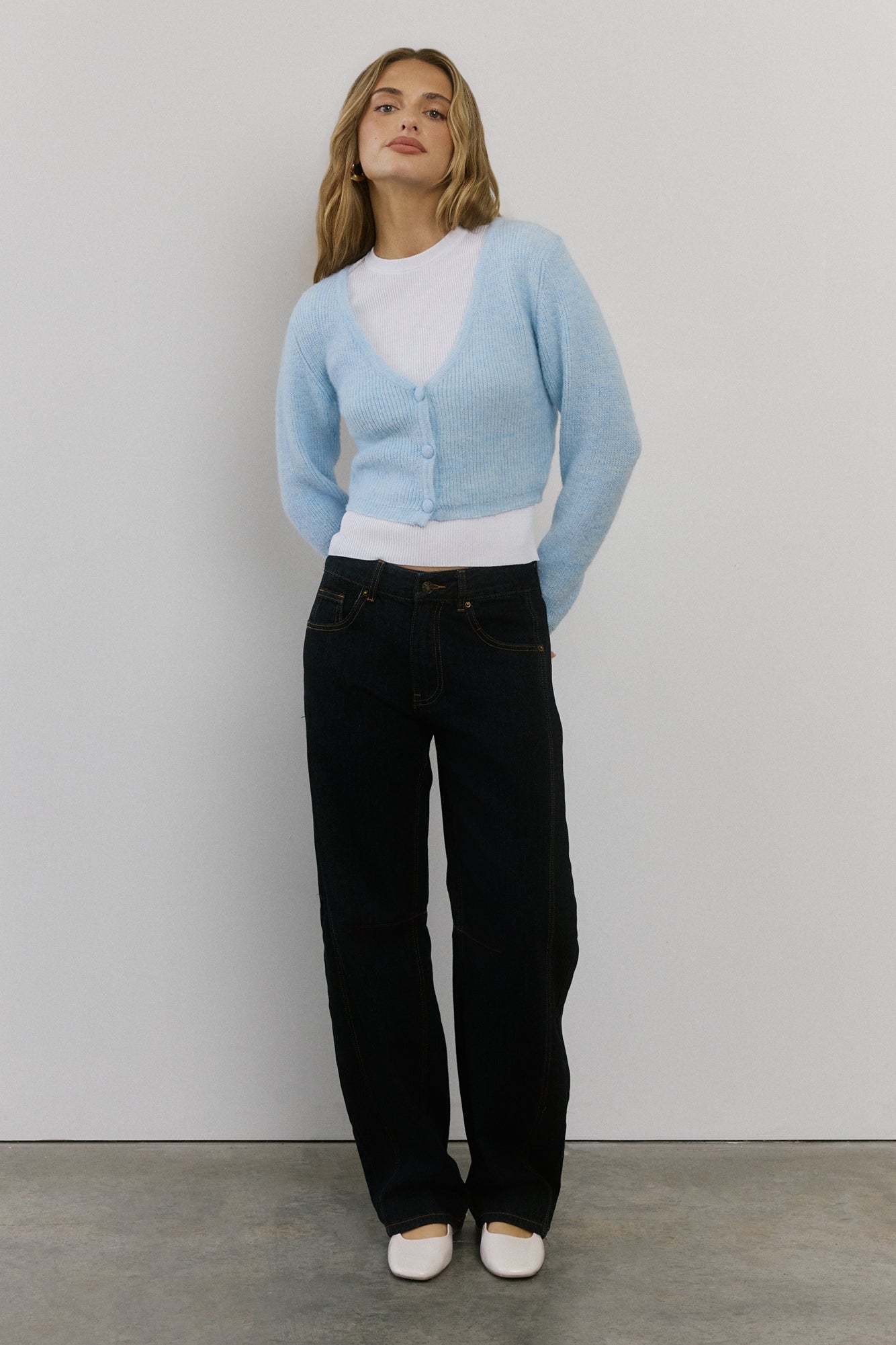 Soft Feel Fluffy Cardigan Blue