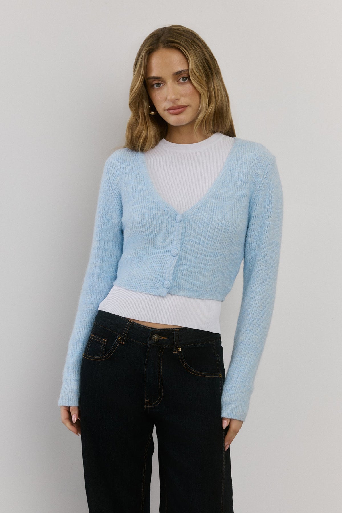 Soft Feel Fluffy Cardigan Blue