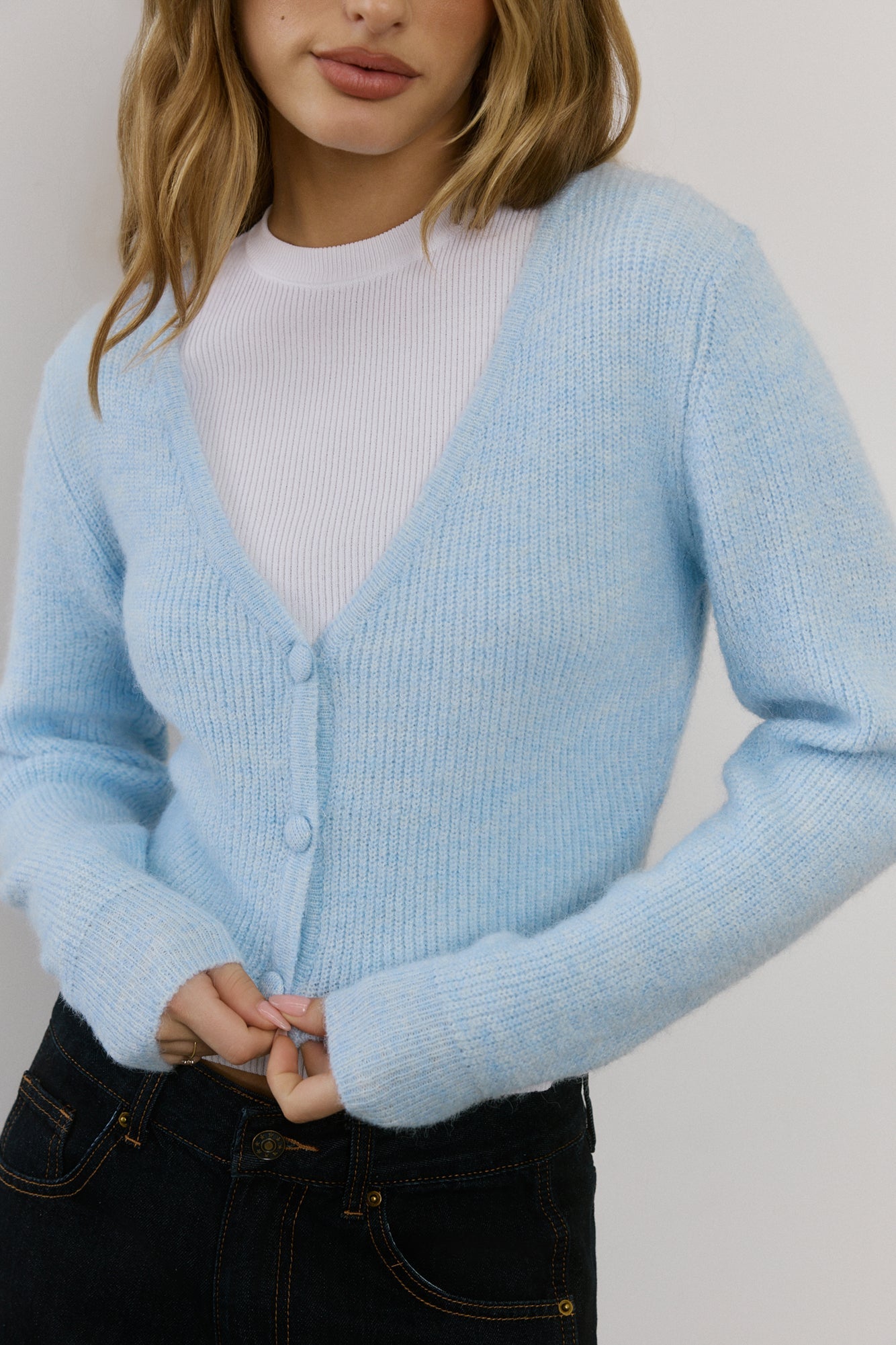 Soft Feel Fluffy Cardigan Blue