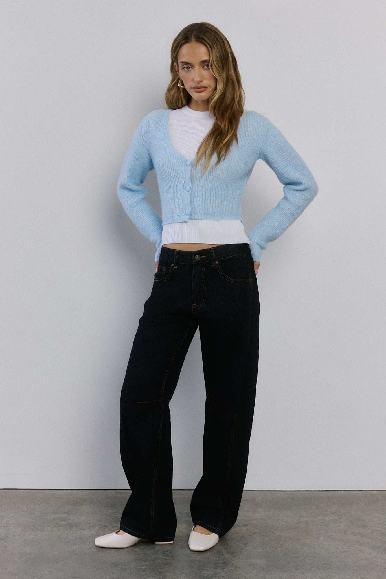 Soft Feel Fluffy Cardigan Blue