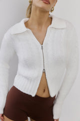 Winter Love Story Cable Knit Cardigan White