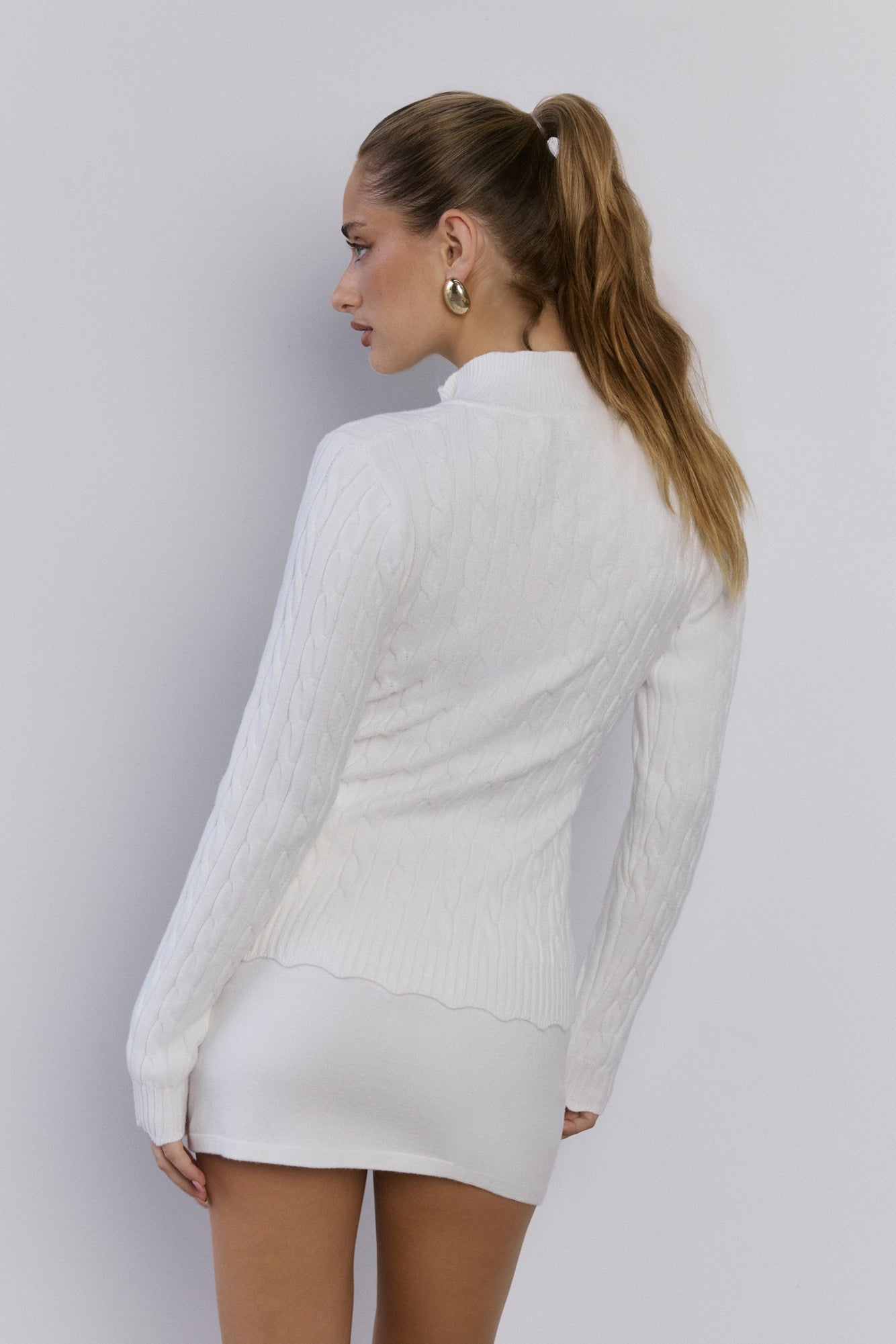 Winter Magic Cable Knit Cardigan White