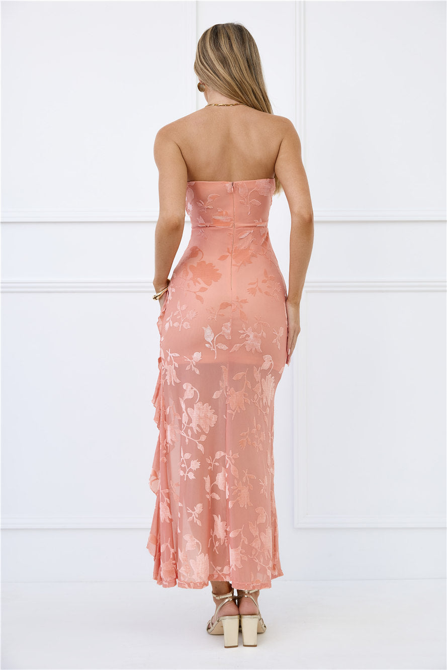 Pretty Moods Only Strapless Maxi Dress Peach