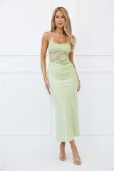 Radiate Positivity Halter Lace Maxi Dress Sage