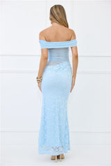 Dewy Delight Lace Maxi Dress Blue