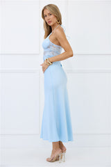 Radiate Positivity Halter Lace Maxi Dress Blue