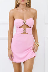 Seashell Vibe Strapless Mesh Mini Dress Pink