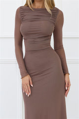 Thinking Pretty Long Sleeve Maxi Dress Mushroom