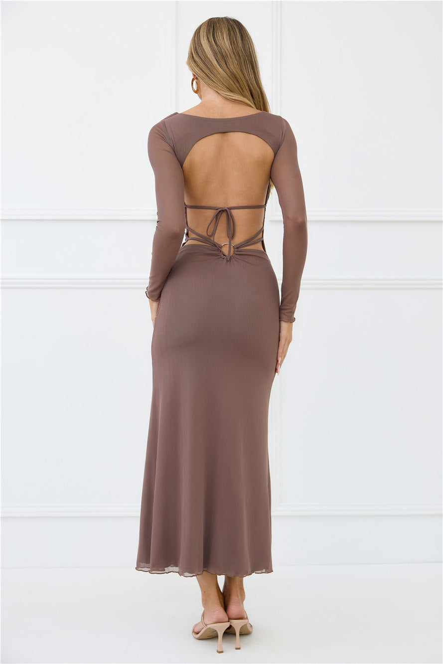 Thinking Pretty Long Sleeve Maxi Dress Mushroom