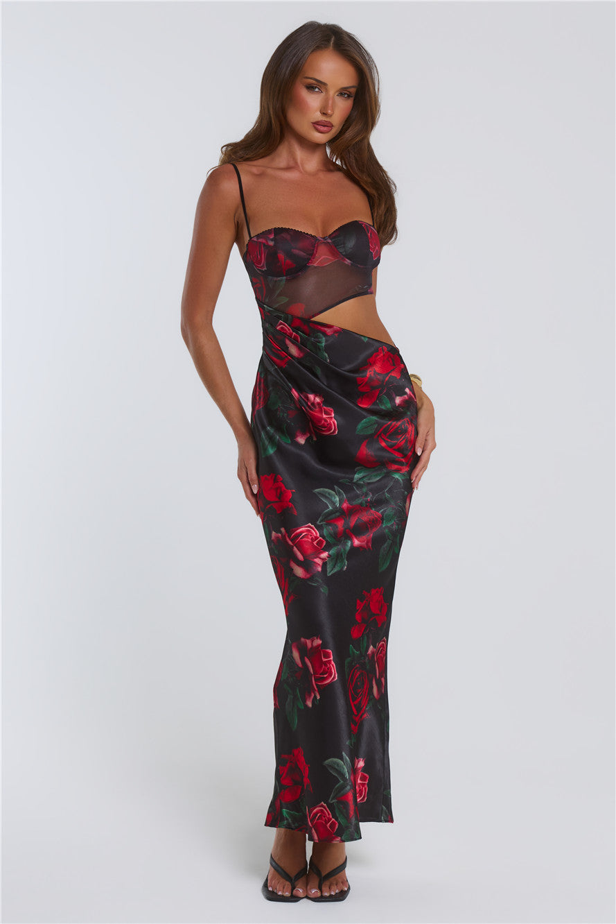 Kissed By Roses Maxi Dress Black