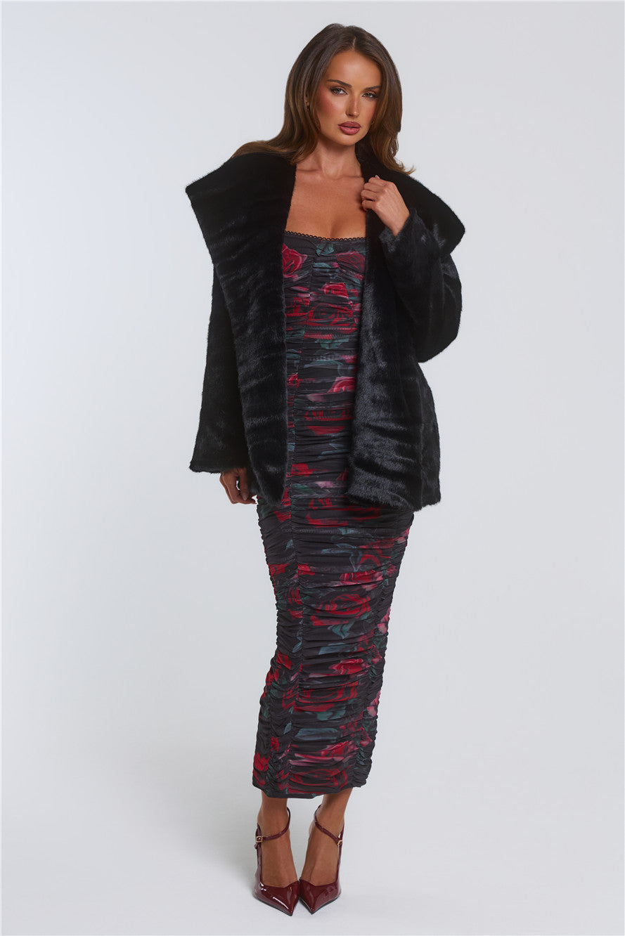 Winter Wonderland Faux Fur Coat Black