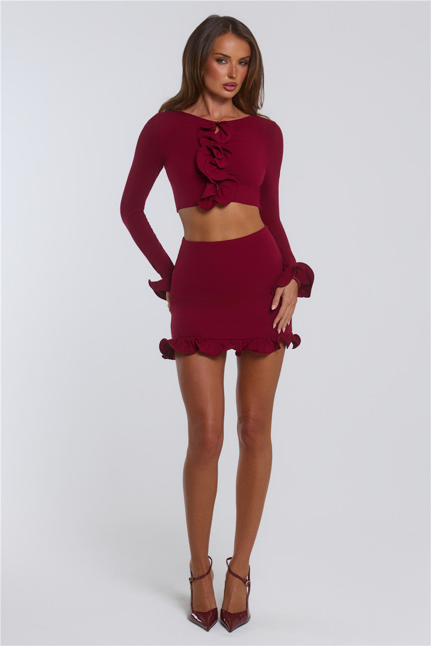 Summer Lush Mini Skirt Wine